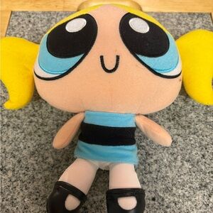 Charming Stuffed Doll with Yellow Hair and Blue Dress